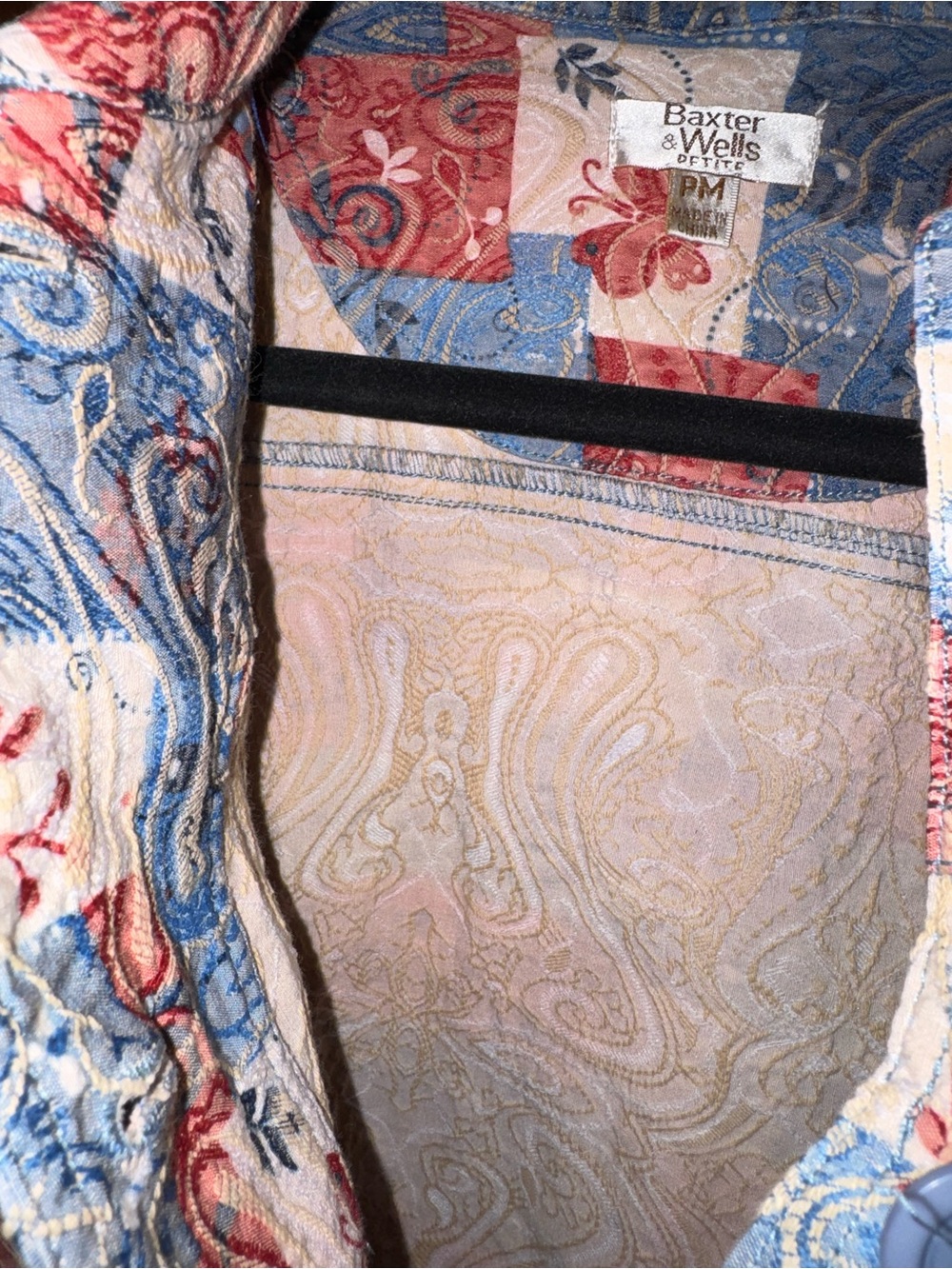 Patchwork Print Button-Front Jacket - Blue & Red - Picture 6 of 6
